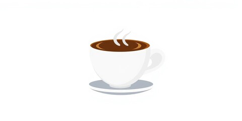 Obraz premium Flat style vector illustration of a coffee or tea cup icon, isolated on white background Perfect for cafe menus and branding, graphic, cafe
