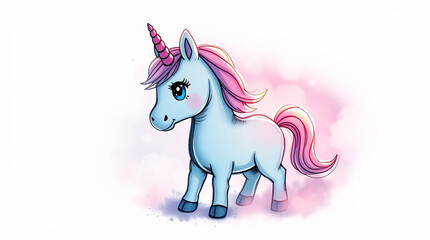 A cute unicorn with pastel colors and a gentle expression.