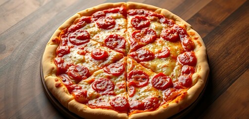 Golden crust, bubbly cheese, tomato sauce pizza, restaurant, melted cheese