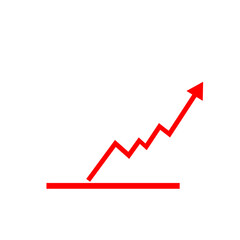 Red Upward Trending Arrow Graph: Minimalist Business Growth Chart on Black Background