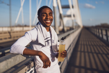 Portrait of young african-american man who is ready for sports training.
