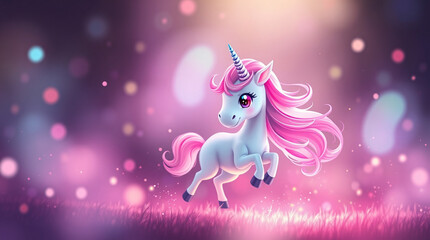 A mystical unicorn with vibrant neon colors and glowing effects.
