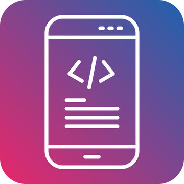 Mobile Coding Line Icon Style