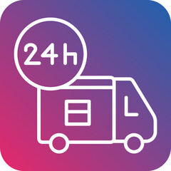  Hours Delivery Line Icon Style