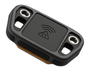 RFID tag with a ruggedized design and adhesive backing for attachment to operator equipment in harsh environments.