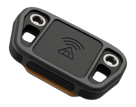 RFID tag with a ruggedized design and adhesive backing for attachment to operator equipment in harsh environments.