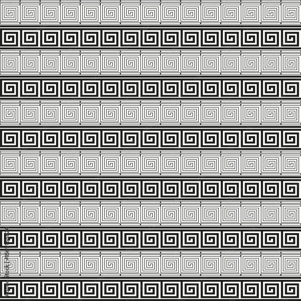 Poster greek key pattern. repeating line motif. classic ornament vector. continuous geometric design.