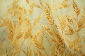 Delicate golden wheat stalks on a soft pastel background