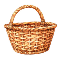 Obraz premium Brown Wicker Basket on Transparent Background