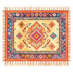 Colorful Tribal Rug with Geometric Pattern
