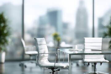 Modern office space with white furniture