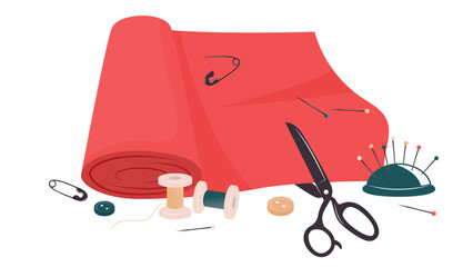 fabric roll and sewing tools