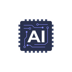 AI chip icon vector illustration.
