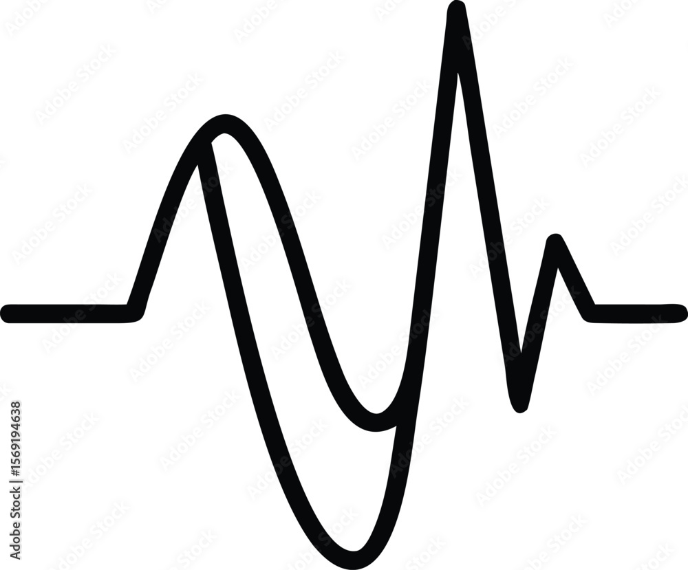 Poster abstract black waveform graphic on a white background representing sound or data