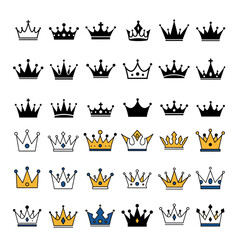 A regal collection of crown icons, suitable for various design projects and branding royalty with scalable shapes and classic style elements.