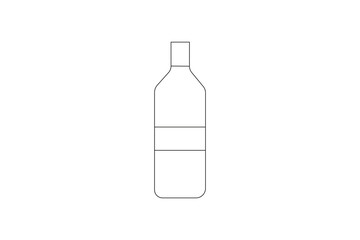 White isolated glass bottles, empty or full of wine and vodka, single objects reflecting beverages