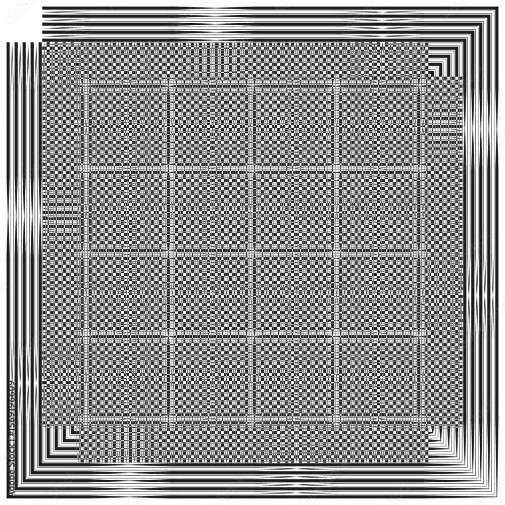 Poster chessboard grid pattern. striped border frame. abstract mosaic texture. vector geometric background.