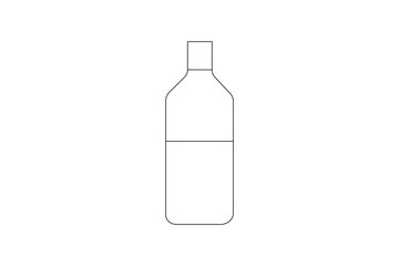 Clear glass bottles of wine and champagne, some empty, stand isolated on a white background
