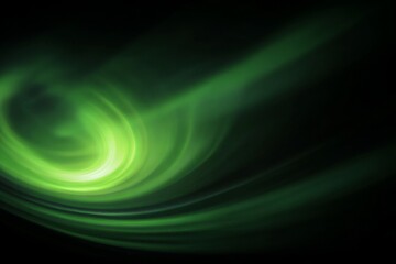 Abstract Green Swirls on Dark Background with Light Effects