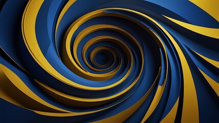 Abstract spiral design with blue and gold colored layers creating a hypnotic vortex effect