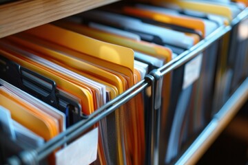 Important documents are stored in hanging folders in a filing cabinet drawer, ready for easy access and organization