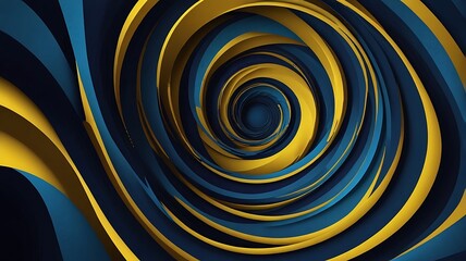 Abstract spiral design with blue and yellow colors creating a hypnotic and dynamic visual effect