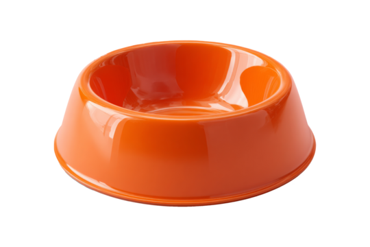 Blank orange bowl for pets food isolated on transparent background. - Powered by Adobe