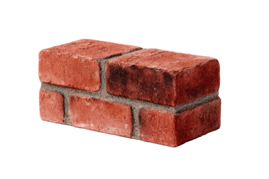 red bricks isolated on transparent background.