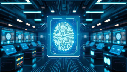 Biometric fingerprint authentication granting secure entry to high tech server facility, protecting sensitive digital infrastructure against unauthorized access