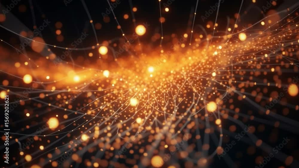 Poster golden light particle effect: a mesmerizing display of golden particles cascade and swirl, embodying