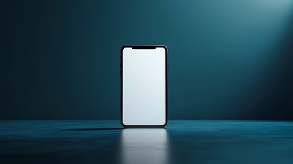 Smartphone with Blank Screen on Dark Surface, Minimalist Tech Still Life.