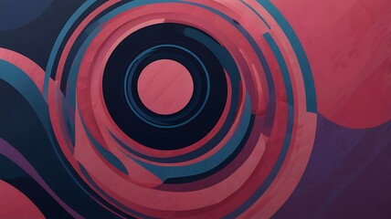 Abstract concentric circles in shades of pink blue and black creating a tunnel effect design art