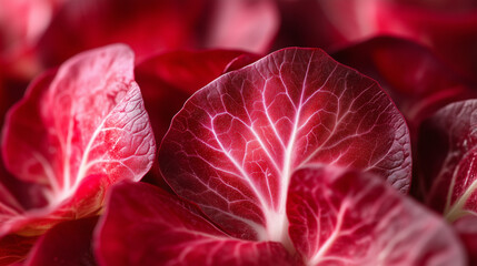 Red radicchio or red lettuce leaf, close-up background image.