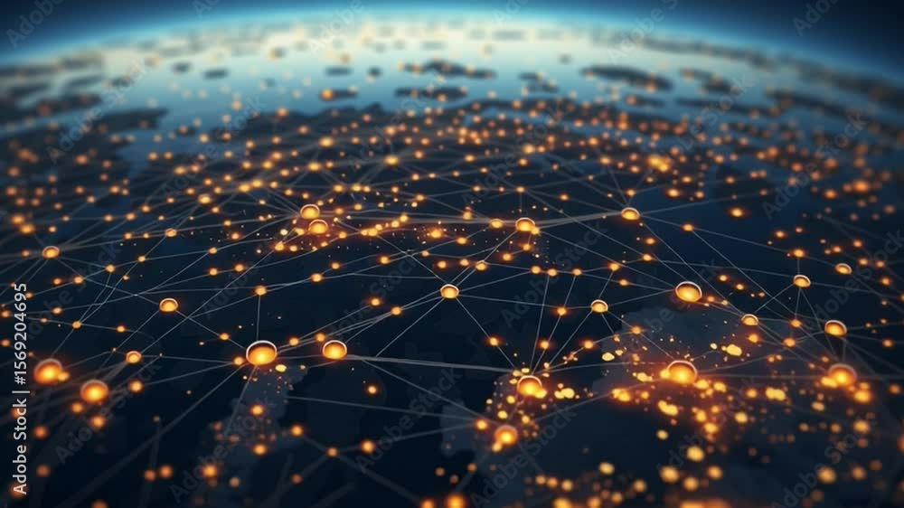 Poster network of connected nodes: a mesmerizing visual of interconnected nodes, symbolizing the vastness o