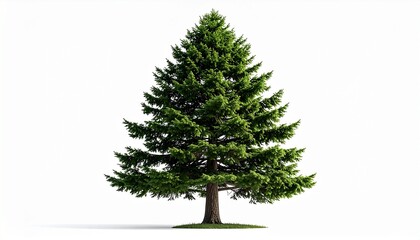 Obraz premium Lush Evergreen Conifer Tree Isolated on White Background Perfect for Wellness and Nature Concepts.