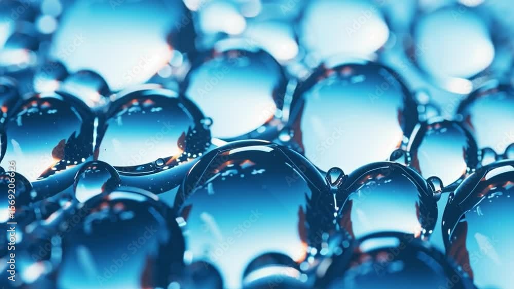 Poster abstract water droplets: a macro perspective presents an intricate mosaic of luminous water droplets