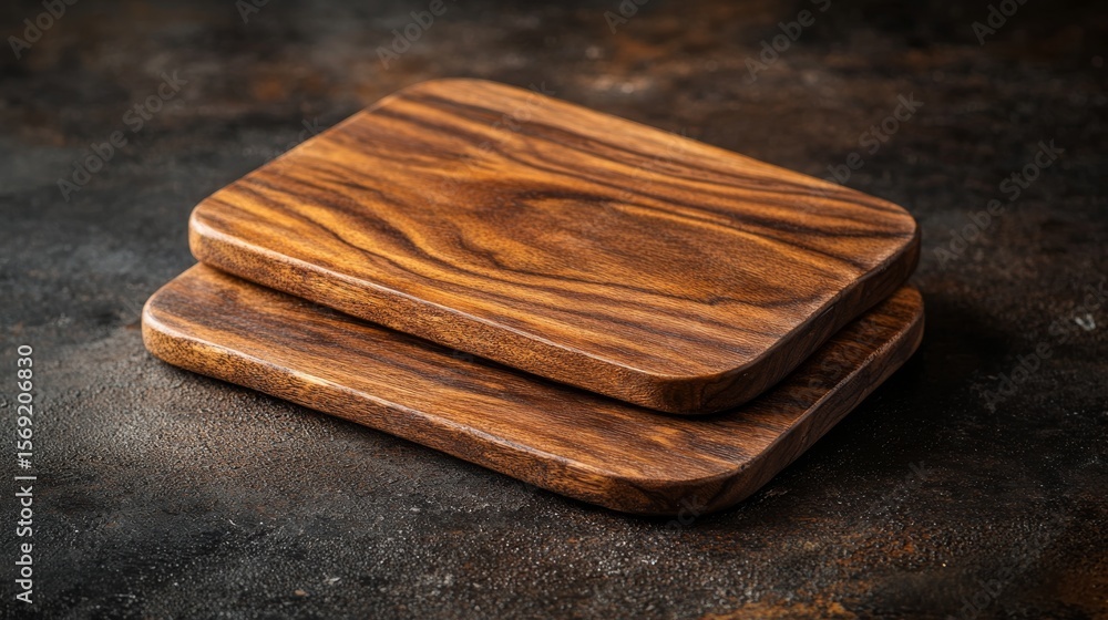 Poster rustic dark stained wooden boards with prominent grain texture and smooth rounded edges, shot from a