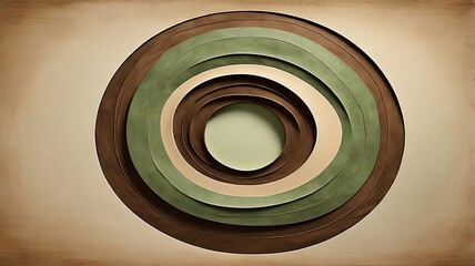 Concentric oval shapes in earth tones creating a layered abstract design with a central opening view