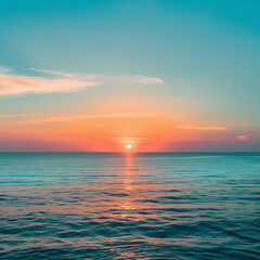 Fototapeta premium A minimalist ocean view captures the essence of peace and softness during a pastel-colored evening