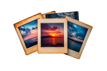 Polaroid photo frame with slight shadow instant memory isolated on white background