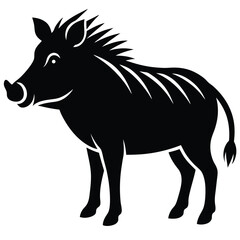 Fototapeta premium Warthog Silhouette Vector Illustration with Distinct Facial Features and Tusk Detail