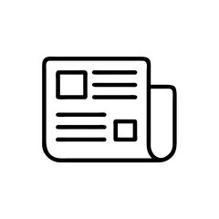 Newspaper icon with outline design and minimalistic style  