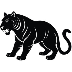 Obraz premium Tiger Silhouette Crouching in Hunting Stance Vector Illustration Design