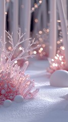 Ethereal Fantasy Landscape with Delicate Crystals and Soft Lighting