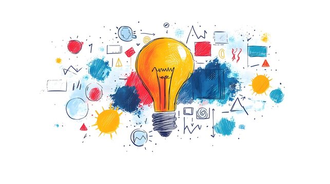 Brightly lit lightbulb creative ideation pictures