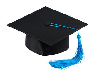  Classic Black Graduation Cap with Blue Tassel – Transparent PNG (2)