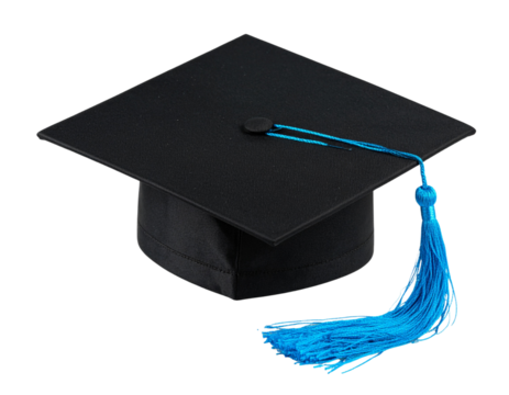  Classic Black Graduation Cap with Blue Tassel – Transparent PNG (2)