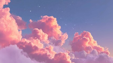 Pink clouds in the sky. Ai generative.