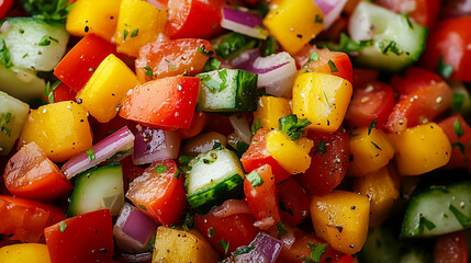 Fresh vegetable salad. Healthy food. Healthy eating concept. Top view, background.