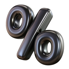 3d realistic black percentage sign isolated on transparent background
